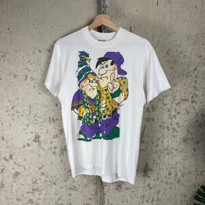 Flintstones Mardi Gras Fred Barney Rap Parody Shirt 90s M